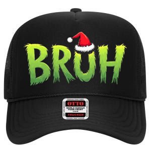 Bruh Christmas Teens Funny Christmas Humor Meme High Crown Mesh Back Trucker Hat