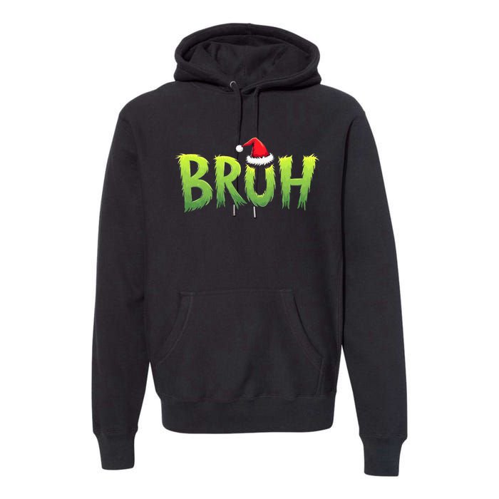 Bruh Christmas Teens Funny Christmas Humor Meme Premium Hoodie