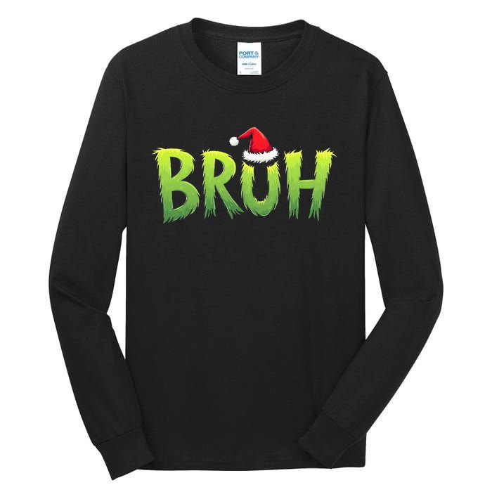 Bruh Christmas Teens Funny Christmas Humor Meme Tall Long Sleeve T-Shirt