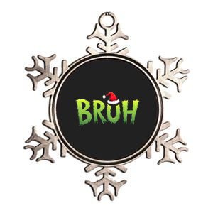 Bruh Christmas Teens Funny Christmas Humor Meme Metallic Star Ornament