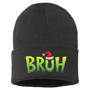 Bruh Christmas Teens Funny Christmas Humor Meme Sustainable Knit Beanie