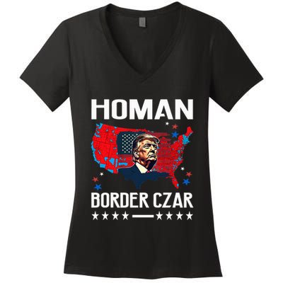 Border Czar Tom Homan Trump President Elect Maga Support Women's V-Neck T-Shirt