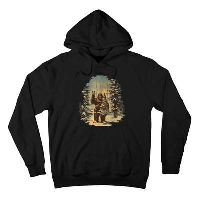 Bigfoot Christmas Tree Lights Tarot Xmas Sasquatch Hoodie