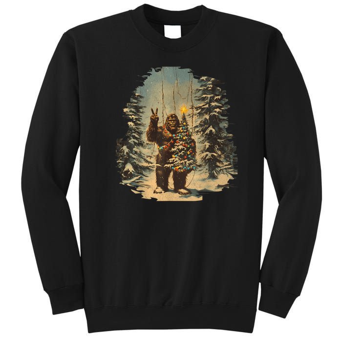 Bigfoot Christmas Tree Lights Tarot Xmas Sasquatch Sweatshirt