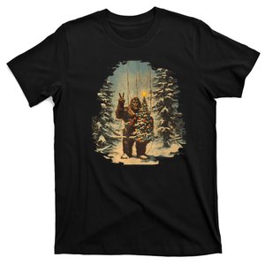 Bigfoot Christmas Tree Lights Tarot Xmas Sasquatch T-Shirt