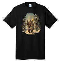 Bigfoot Christmas Tree Lights Tarot Xmas Sasquatch Tall T-Shirt