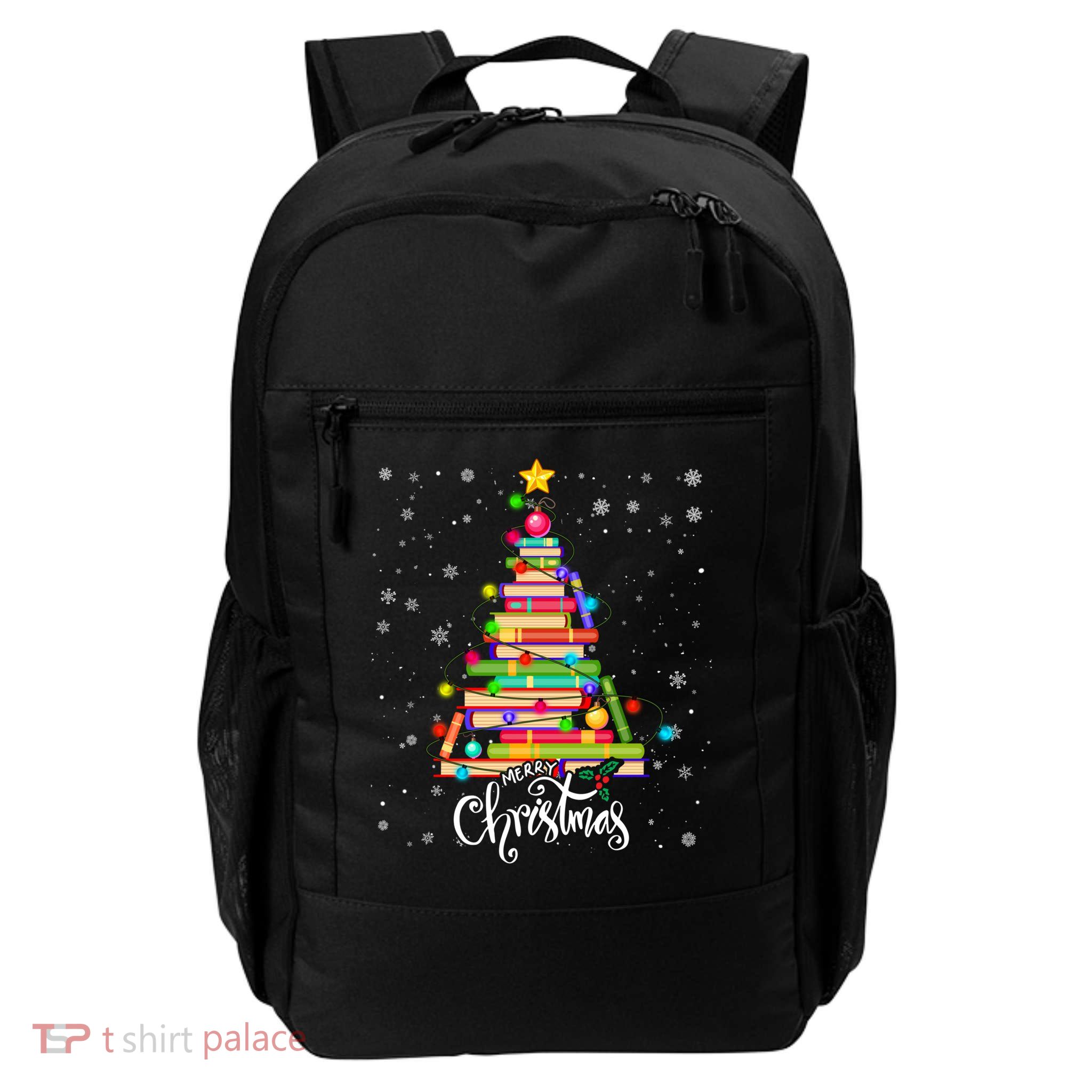 Books Christmas Tree Funny Love Reading Book Lover Librarian Cool Gift Daily Commute Backpack