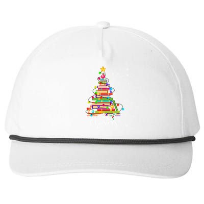 Books Christmas Tree Funny Love Reading Book Lover Librarian Cool Gift Snapback Five-Panel Rope Hat