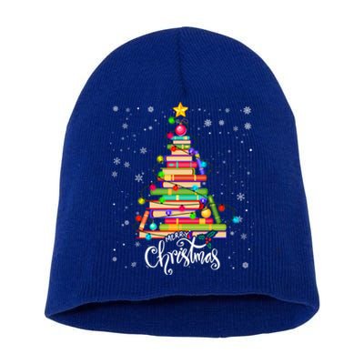 Books Christmas Tree Funny Love Reading Book Lover Librarian Cool Gift Short Acrylic Beanie