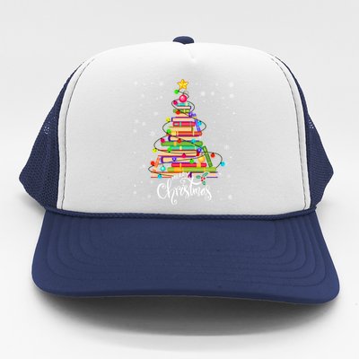 Books Christmas Tree Funny Love Reading Book Lover Librarian Cool Gift Trucker Hat