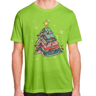 Books Christmas Tree Reading Book Teacher Librarian Xmas Gift Adult ChromaSoft Performance T-Shirt