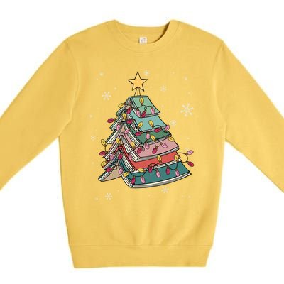 Books Christmas Tree Reading Book Teacher Librarian Xmas Gift Premium Crewneck Sweatshirt