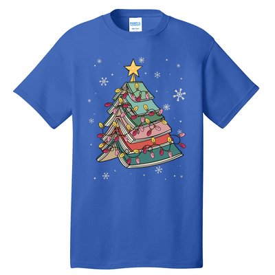 Books Christmas Tree Reading Book Teacher Librarian Xmas Gift Tall T-Shirt