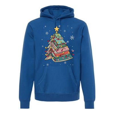 Books Christmas Tree Reading Book Teacher Librarian Xmas Gift Premium Hoodie