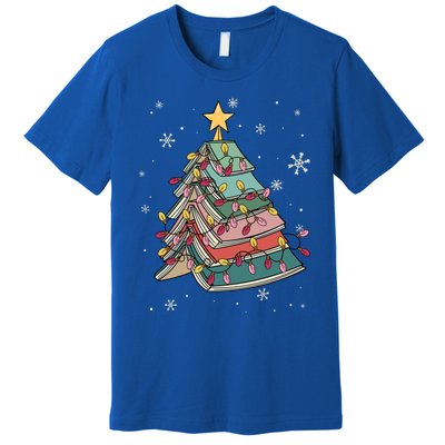 Books Christmas Tree Reading Book Teacher Librarian Xmas Gift Premium T-Shirt