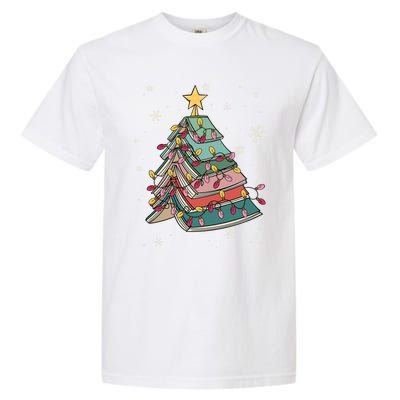 Books Christmas Tree Reading Book Teacher Librarian Xmas Gift Garment-Dyed Heavyweight T-Shirt