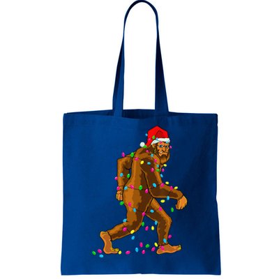 Bigfoot Christmas Tree Lights Xmas Funny Sasquatch Lovers Tote Bag