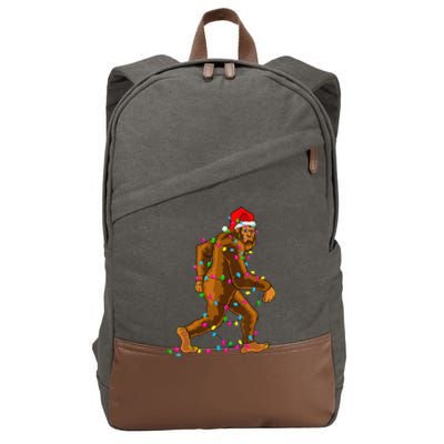 Bigfoot Christmas Tree Lights Xmas Funny Sasquatch Lovers Cotton Canvas Backpack