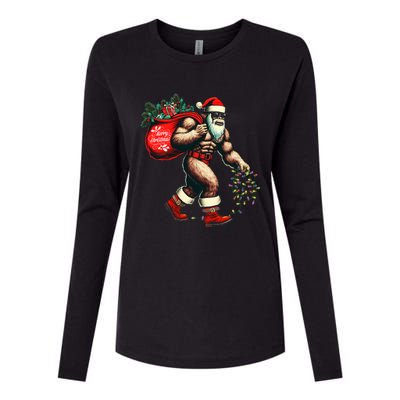 Bigfoot Christmas Tree Lights Xmas Sasquatch Lovers Womens Cotton Relaxed Long Sleeve T-Shirt