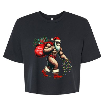 Bigfoot Christmas Tree Lights Xmas Sasquatch Lovers Bella+Canvas Jersey Crop Tee