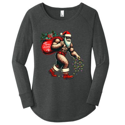 Bigfoot Christmas Tree Lights Xmas Sasquatch Lovers Women's Perfect Tri Tunic Long Sleeve Shirt