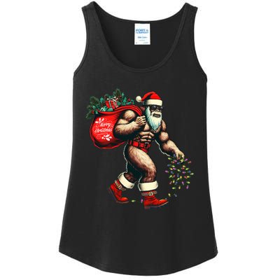 Bigfoot Christmas Tree Lights Xmas Sasquatch Lovers Ladies Essential Tank