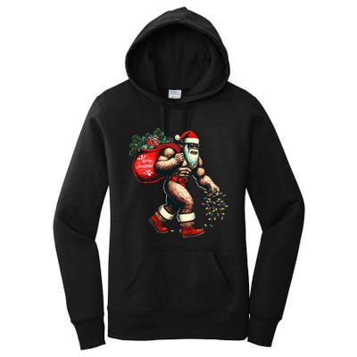 Bigfoot Christmas Tree Lights Xmas Sasquatch Lovers Women's Pullover Hoodie