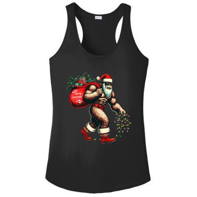 Bigfoot Christmas Tree Lights Xmas Sasquatch Lovers Ladies PosiCharge Competitor Racerback Tank