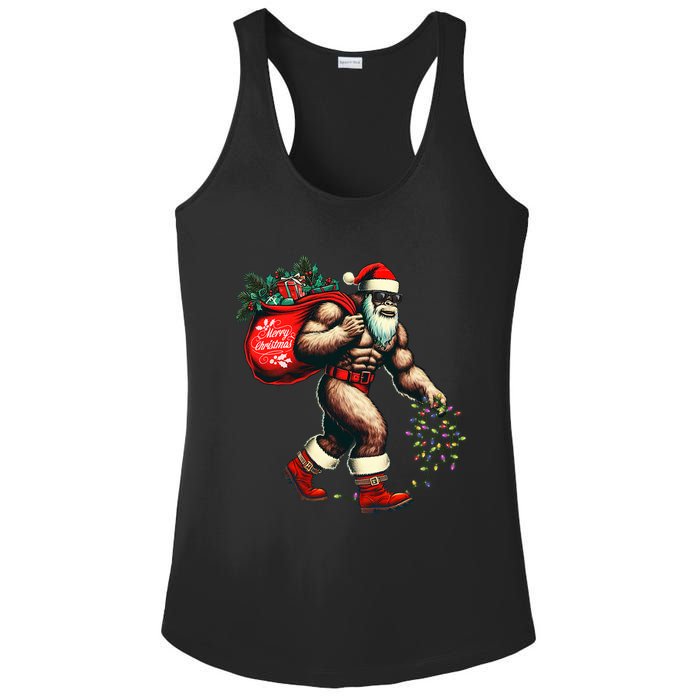 Bigfoot Christmas Tree Lights Xmas Sasquatch Lovers Ladies PosiCharge Competitor Racerback Tank