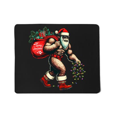 Bigfoot Christmas Tree Lights Xmas Sasquatch Lovers Mousepad