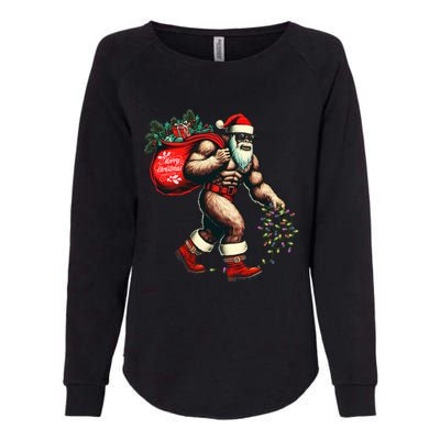 Bigfoot Christmas Tree Lights Xmas Sasquatch Lovers Womens California Wash Sweatshirt