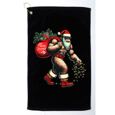 Bigfoot Christmas Tree Lights Xmas Sasquatch Lovers Platinum Collection Golf Towel