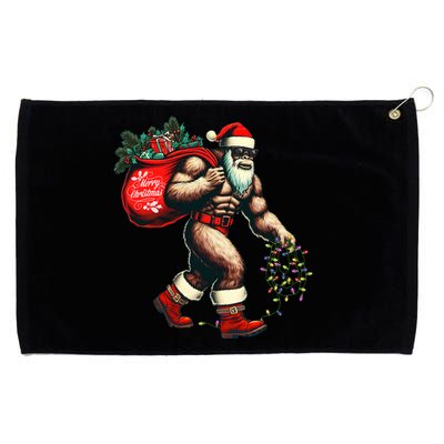 Bigfoot Christmas Tree Lights Xmas Sasquatch Lovers Grommeted Golf Towel