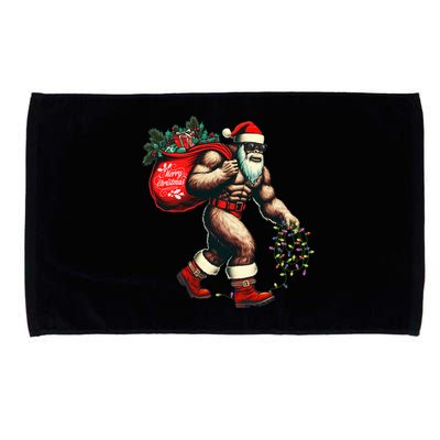 Bigfoot Christmas Tree Lights Xmas Sasquatch Lovers Microfiber Hand Towel