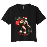 Bigfoot Christmas Tree Lights Xmas Sasquatch Lovers Women's Crop Top Tee