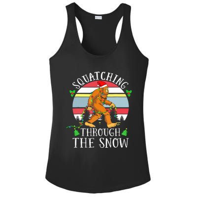 Bigfoot Christmas Tree Squatching Through The Snow Funny Ladies PosiCharge Competitor Racerback Tank