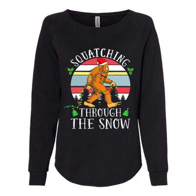 Bigfoot Christmas Tree Squatching Through The Snow Funny Womens California Wash Sweatshirt