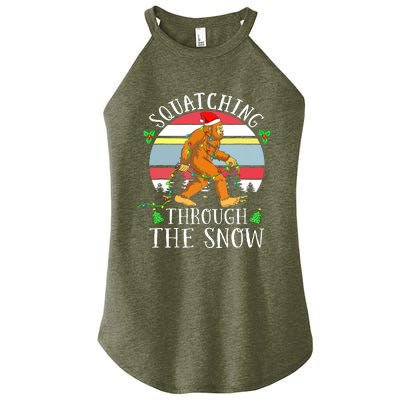 Bigfoot Christmas Tree Squatching Through The Snow Funny Women's Perfect Tri Rocker Tank