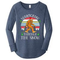 Bigfoot Christmas Tree Squatching Through The Snow Funny Women's Perfect Tri Tunic Long Sleeve Shirt