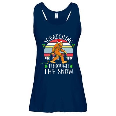 Bigfoot Christmas Tree Squatching Through The Snow Funny Ladies Essential Flowy Tank