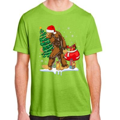 Bigfoot Christmas Tree Lights Xmas Sasquatch Lovers Adult ChromaSoft Performance T-Shirt