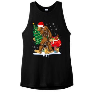 Bigfoot Christmas Tree Lights Xmas Sasquatch Lovers Ladies PosiCharge Tri-Blend Wicking Tank