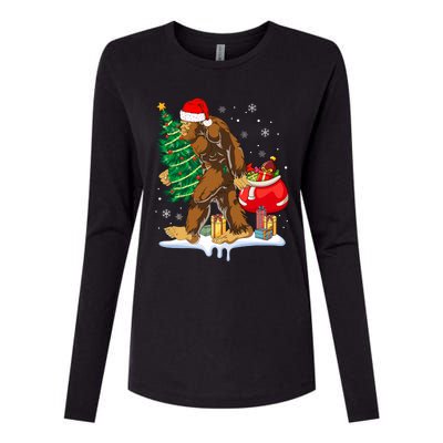 Bigfoot Christmas Tree Lights Xmas Sasquatch Lovers Womens Cotton Relaxed Long Sleeve T-Shirt