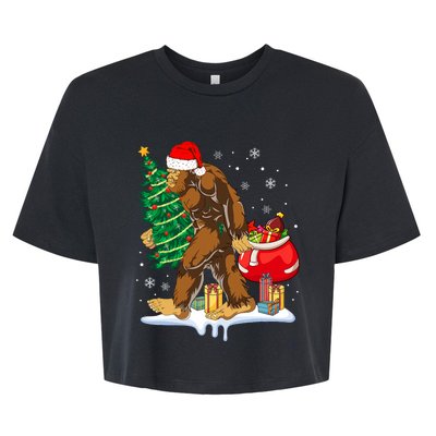 Bigfoot Christmas Tree Lights Xmas Sasquatch Lovers Bella+Canvas Jersey Crop Tee