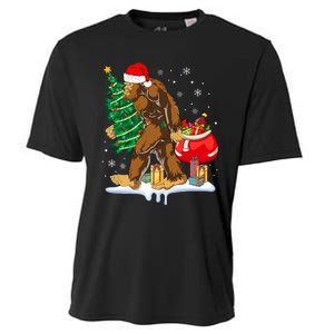 Bigfoot Christmas Tree Lights Xmas Sasquatch Lovers Cooling Performance Crew T-Shirt