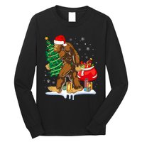 Bigfoot Christmas Tree Lights Xmas Sasquatch Lovers Long Sleeve Shirt