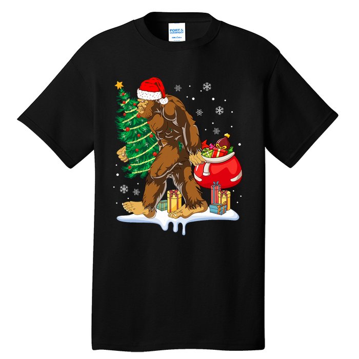 Bigfoot Christmas Tree Lights Xmas Sasquatch Lovers Tall T-Shirt