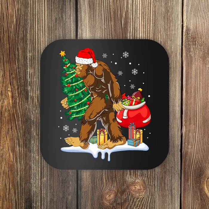 Bigfoot Christmas Tree Lights Xmas Sasquatch Lovers Coaster