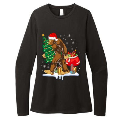 Bigfoot Christmas Tree Lights Xmas Sasquatch Lovers Womens CVC Long Sleeve Shirt