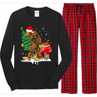 Bigfoot Christmas Tree Lights Xmas Sasquatch Lovers Long Sleeve Pajama Set